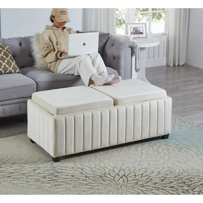 Storage Bench with coffee tray
