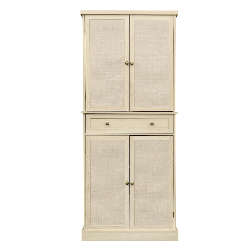 4 Door Cabinet with 1 Drawer, with 4 Adjustable Inner Shelves, Storage Cabinet