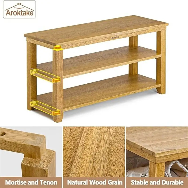 Bench 2-Tier Wood Heavy Duty - 11.81D x 31.5W x 16.54H
