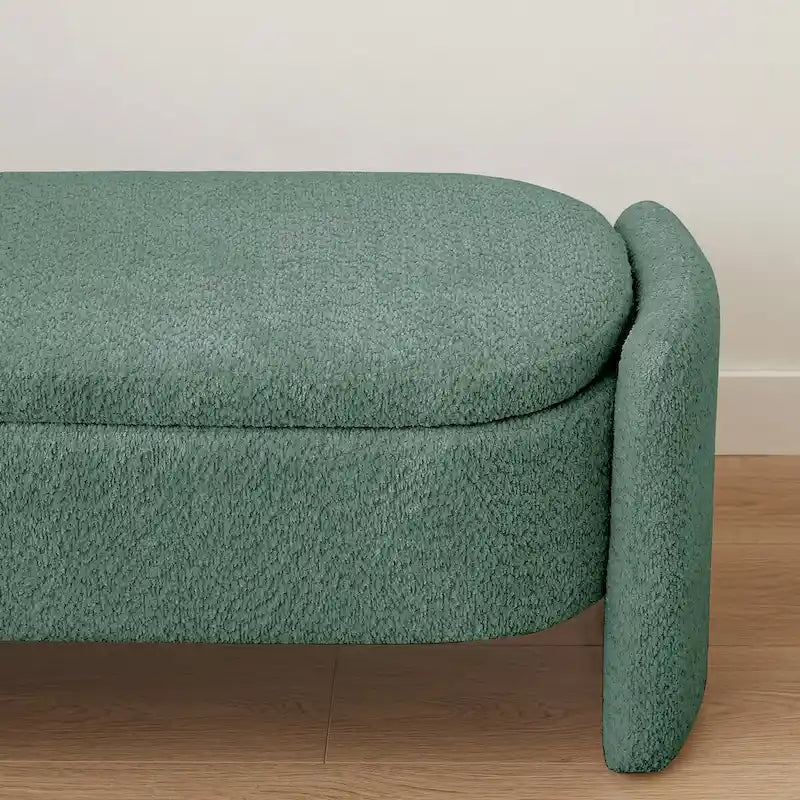 Ottoman 3D Lamb Fleece Fabric Storage Bench w/ Large Storage Space