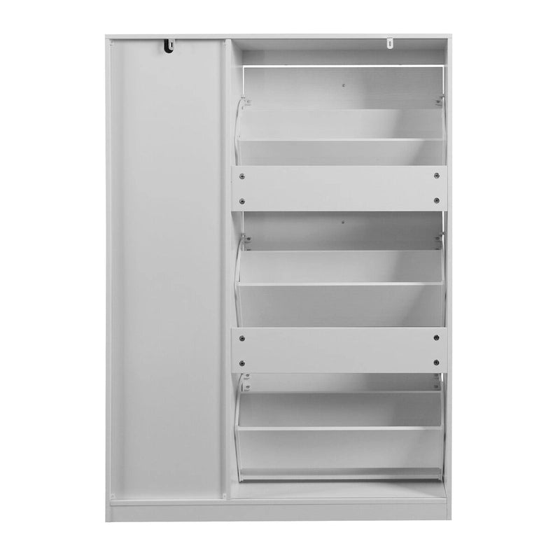 Shoe Cabinet, Freestanding Tipping Bucket Shoe Rack Organizer with 3 Flip Drawers,Entryway Narrow Storage with Adjustable Shelf