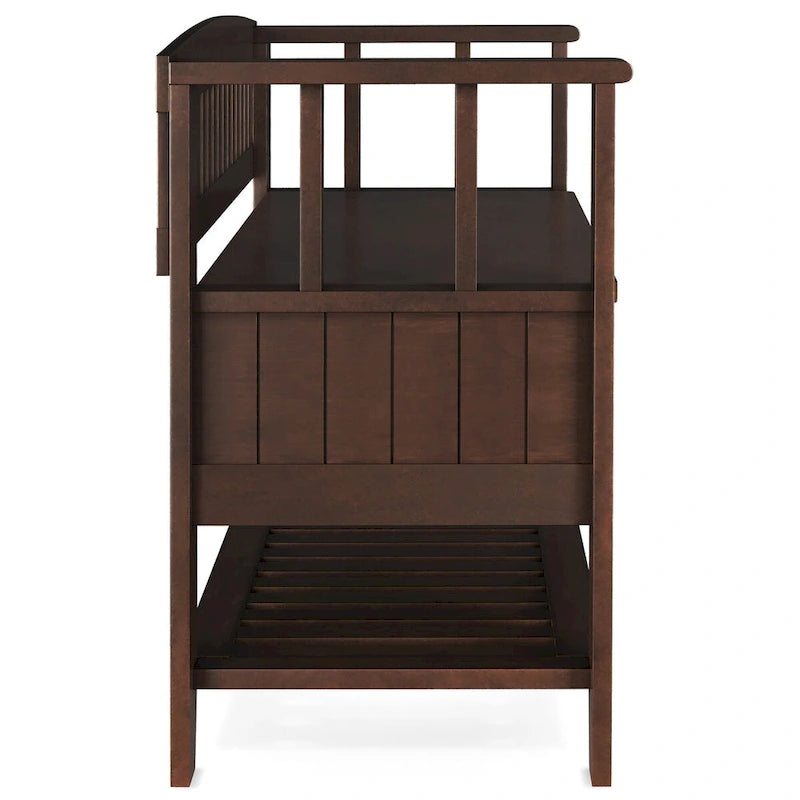 WYNDENHALL Normandy SOLID WOOD 48 inch Wide Transitional Entryway Storage Bench in Brunette Brown - 17 D x 48 W x 27.2 H