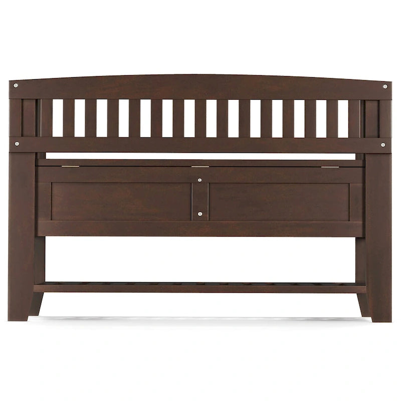 WYNDENHALL Normandy SOLID WOOD 48 inch Wide Transitional Entryway Storage Bench in Brunette Brown - 17 D x 48 W x 27.2 H