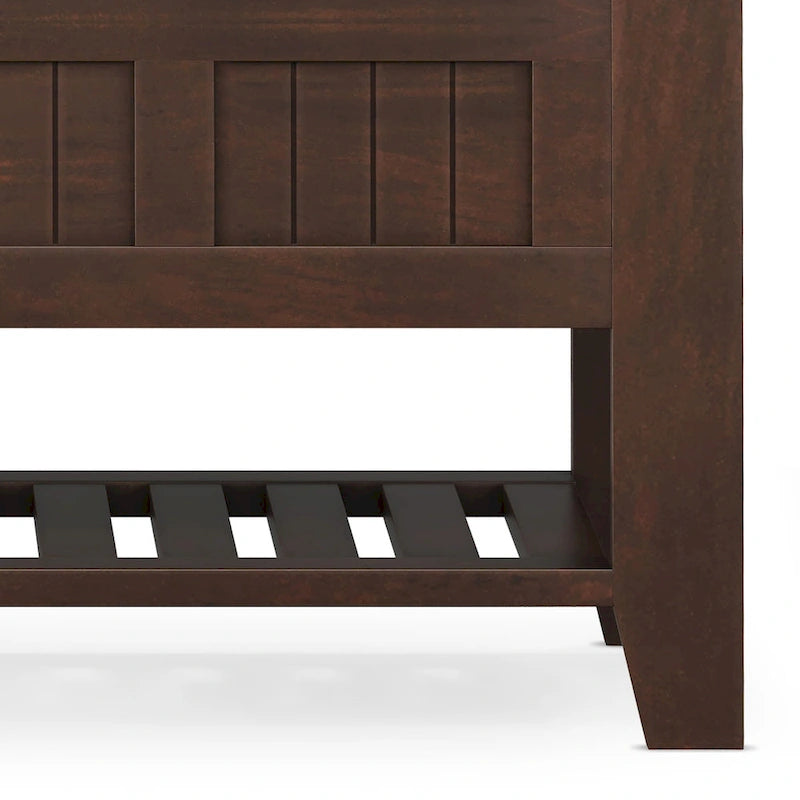 WYNDENHALL Normandy SOLID WOOD 48 inch Wide Transitional Entryway Storage Bench in Brunette Brown - 17 D x 48 W x 27.2 H