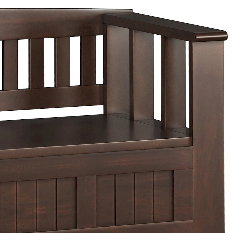 WYNDENHALL Normandy SOLID WOOD 48 inch Wide Transitional Entryway Storage Bench in Brunette Brown - 17 D x 48 W x 27.2 H