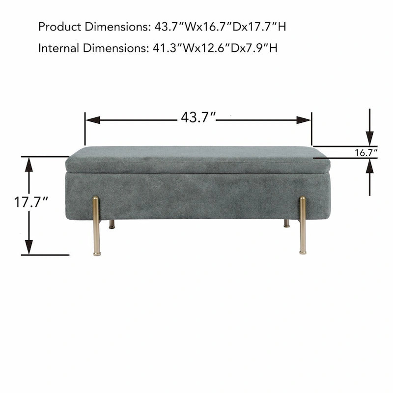 Rectangular Upholstered Storage Bench with Padded Seat and Storage Chest