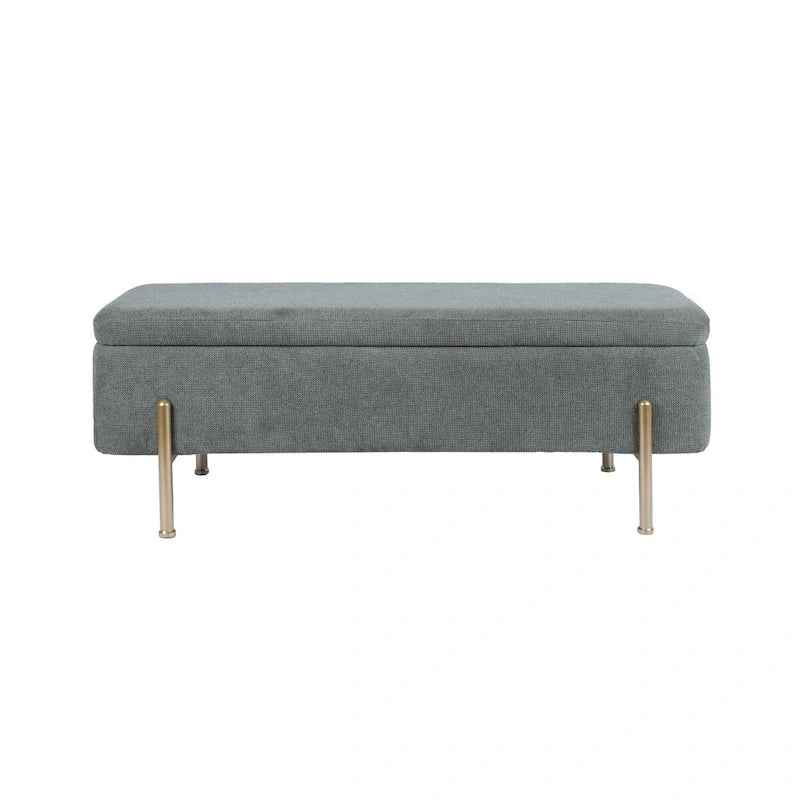 Rectangular Upholstered Storage Bench with Padded Seat and Storage Chest