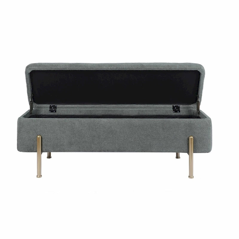 Rectangular Upholstered Storage Bench with Padded Seat and Storage Chest