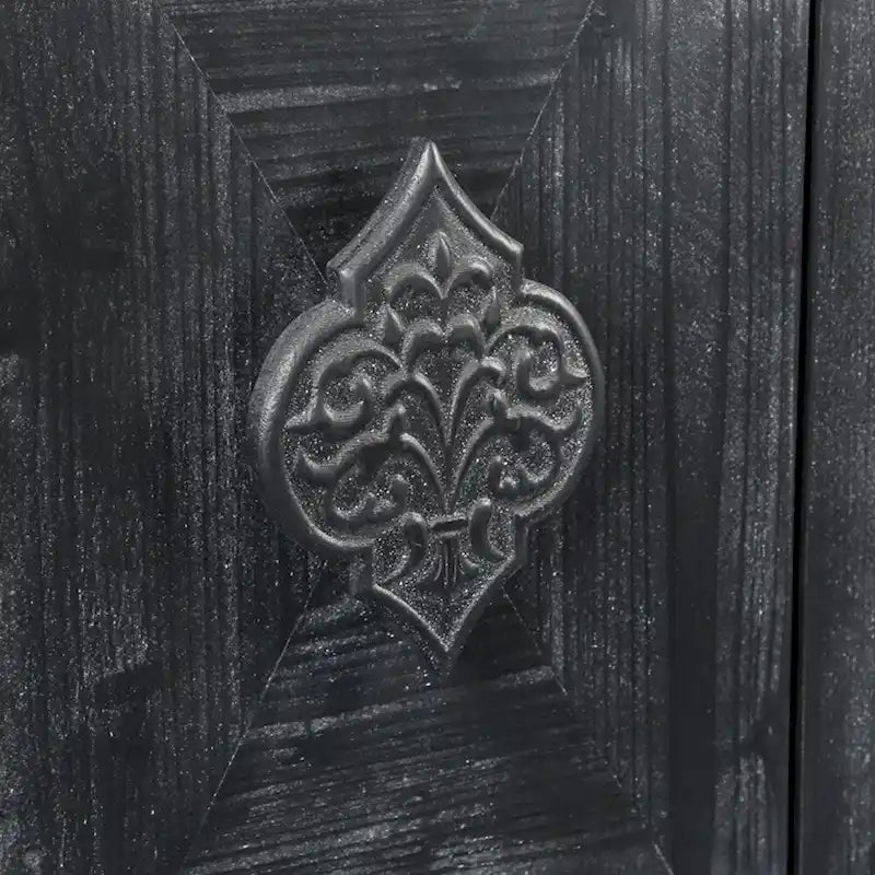 Antique Four Door Cabinet withCarved Flower Door Handle
