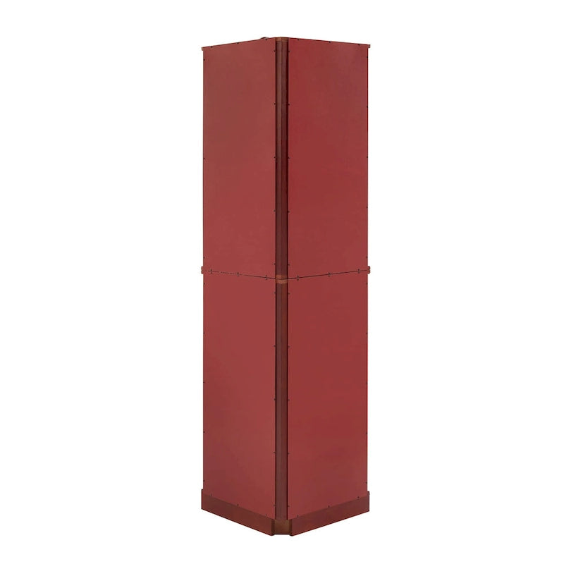 6 Shelf Corner Curio Display Cabinet with Lights, Mirrors and Adjustable Shelves, Cherry