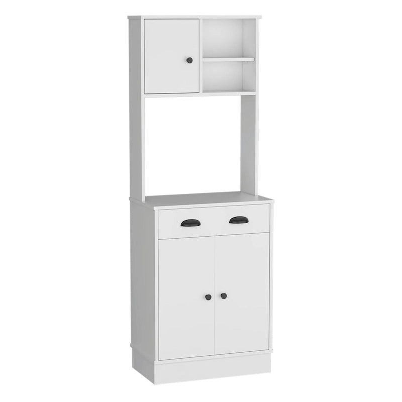 Microwave Storage Stand with 3-Doors and Drawer Arlington, White / Macadamia Finish