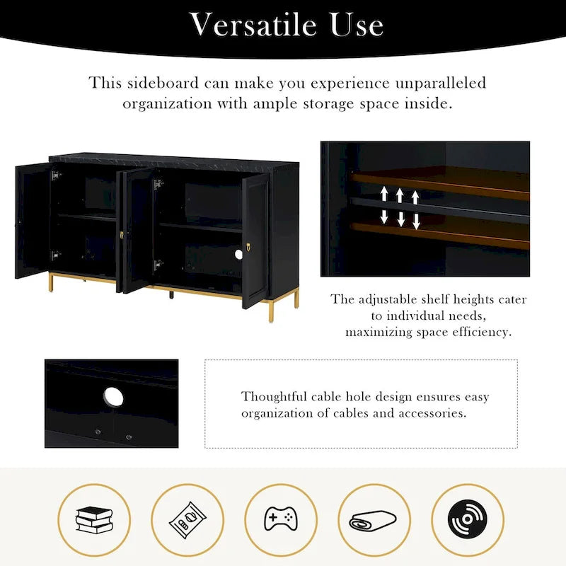 Modern Sideboard with Metal Handles and Support Legs