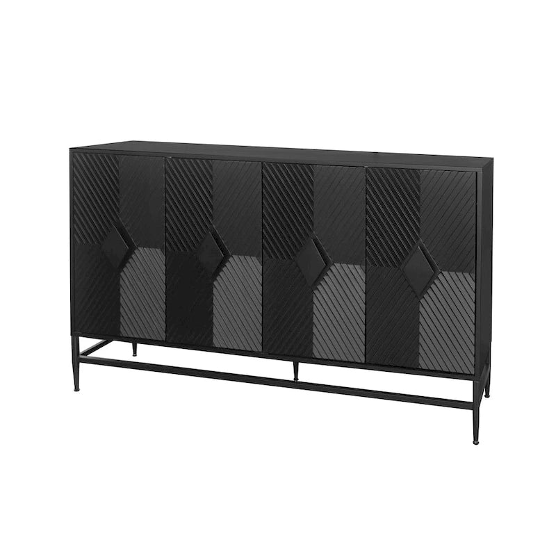 Wooden Cabinet With Glass Doors and Shelves Display Storage Cabinet