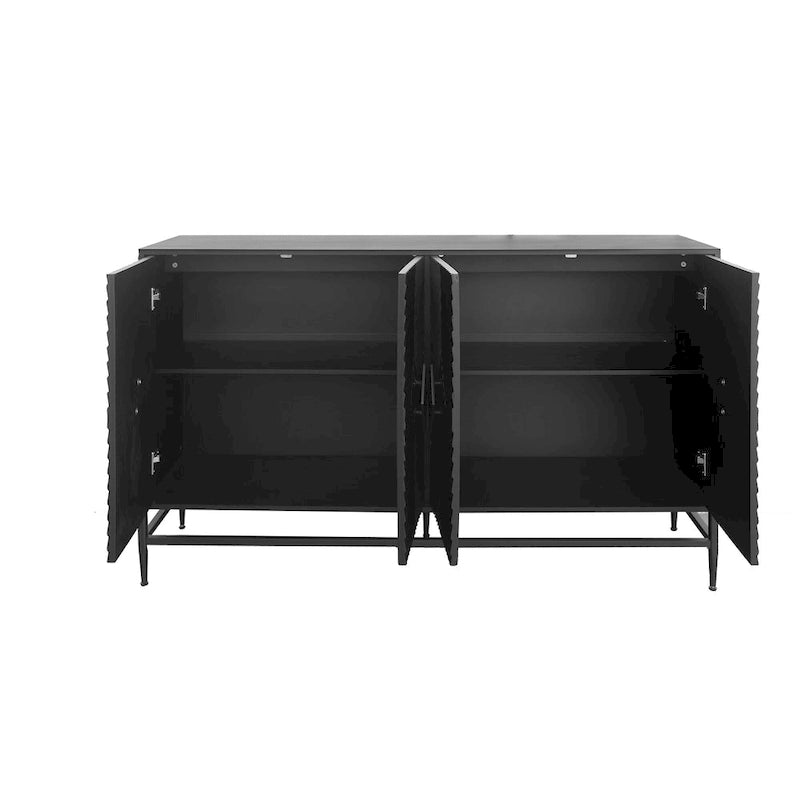 Wooden Cabinet With Glass Doors and Shelves Display Storage Cabinet