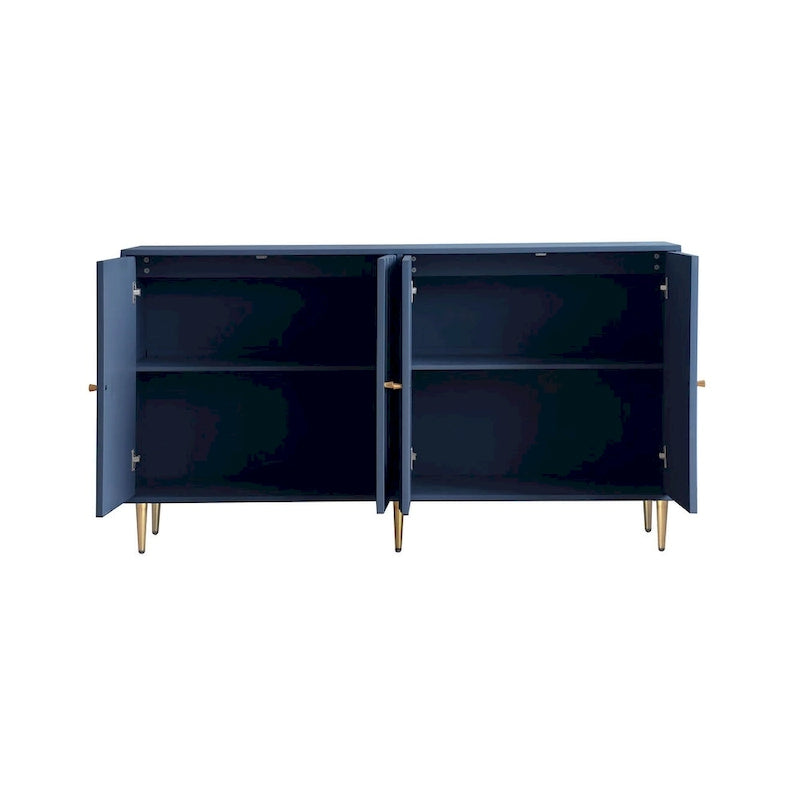 Wooden Cabinet With Glass Doors and Shelves Display Storage Cabinet