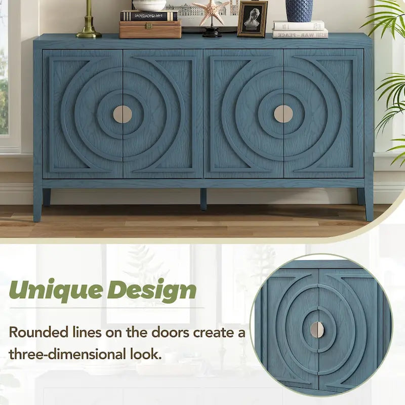 Retro Sideboard door with Circular Groove Design Round Metal Door Handle for Entrance, Dinning Room, Living Room