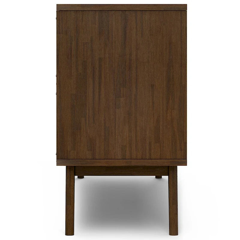 WYNDENHALL Wright SOLID ACACIA WOOD 60 inch Wide Rectangle Mid Century Sideboard with Wine Storage in Rustic Natural Aged Brown