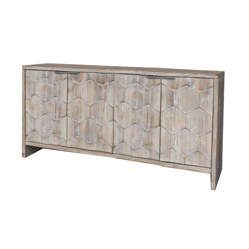 Accent Cabinet Farmhouse Style 4 Door Wooden Cabinet Sideboard Buffet Server Cabinet Storage Cabinet, for Living Room, Entryway