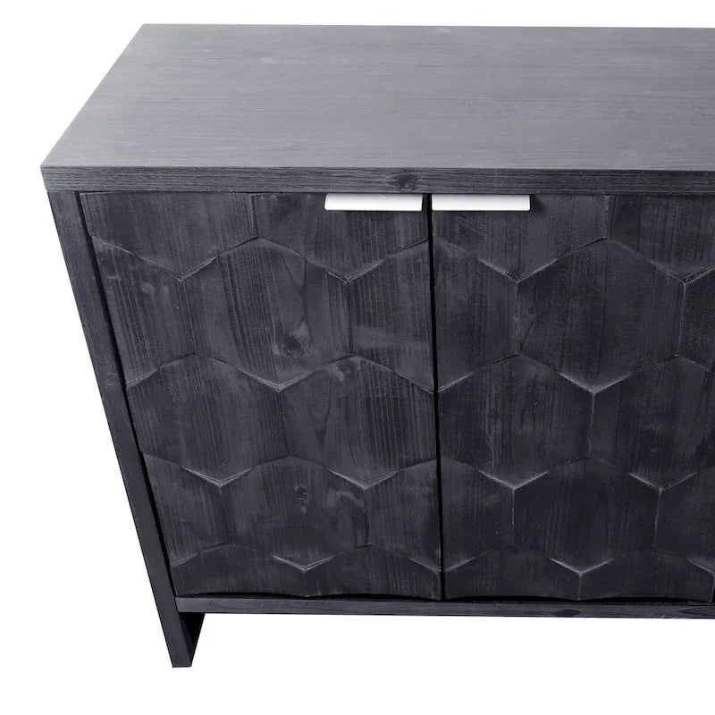 Accent Cabinet Farmhouse Style 4 Door Wooden Cabinet Sideboard Buffet Server Cabinet Storage Cabinet, for Living Room, Entryway