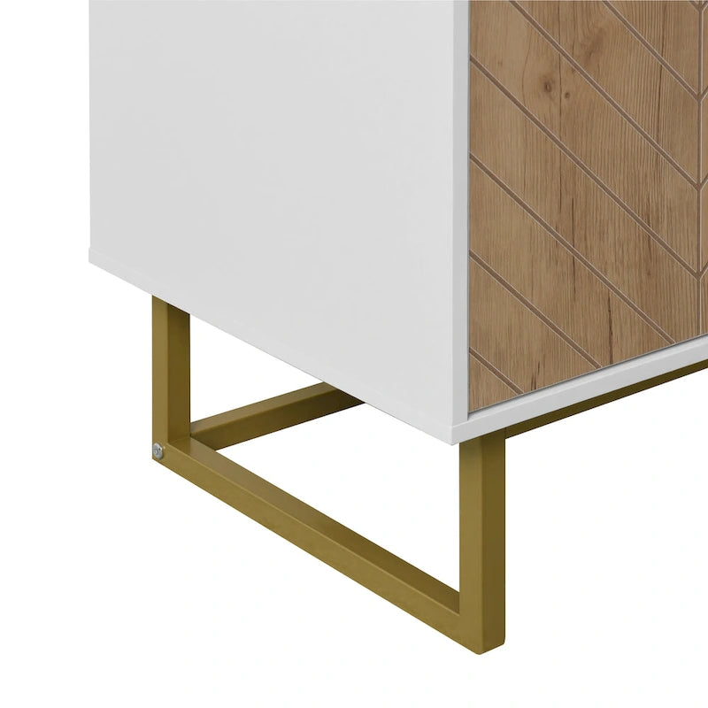 R White and Gold Storage Cabinet