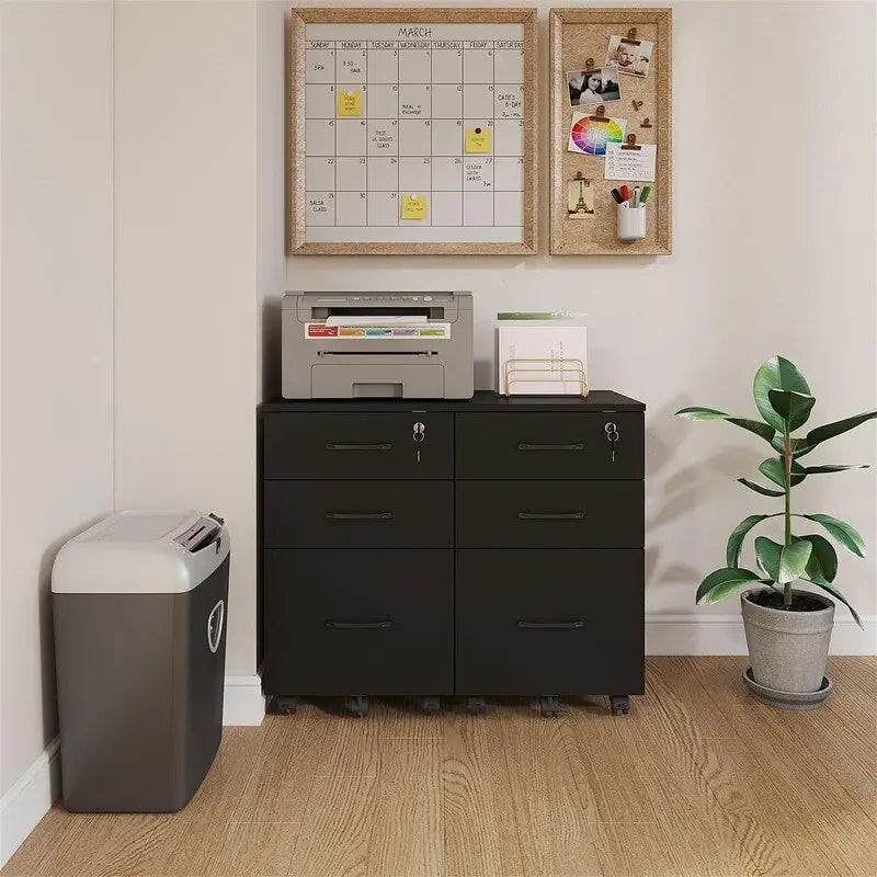 File Cabinet with Lock3 Drawer Wood Rolling - 15D x 15W x 26H
