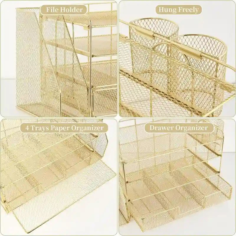 4 Tier Letter Tray Office Desk Organizers - 9.44D x 13.38W x 9.05H