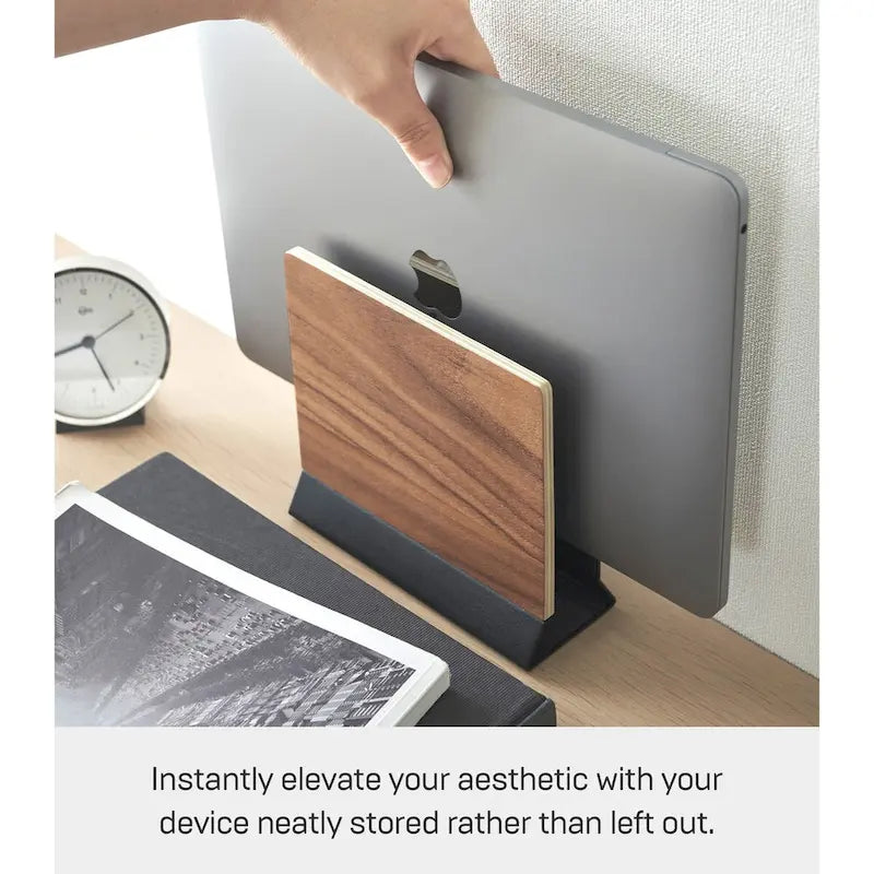 Yamazaki Home Slim Laptop Stand, Steel and Wood - L 2.44 x W 6.3 x H 5.91 inches