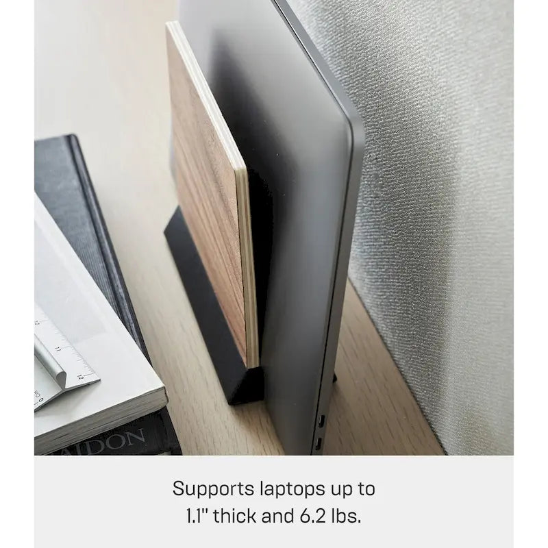 Yamazaki Home Slim Laptop Stand, Steel and Wood - L 2.44 x W 6.3 x H 5.91 inches