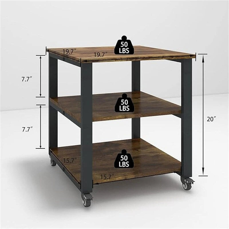 3-Tier Laser Printer Cart - 19.7 x 19.7 x 22.6