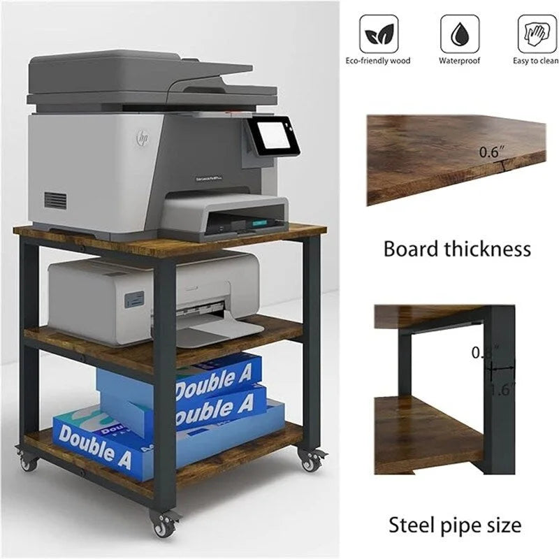3-Tier Laser Printer Cart - 19.7 x 19.7 x 22.6