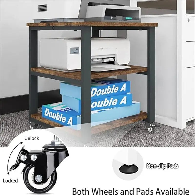 3-Tier Laser Printer Cart - 19.7 x 19.7 x 22.6