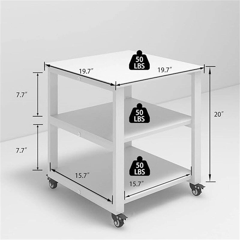 3-Tier Laser Printer Cart - 19.7 x 19.7 x 22.6