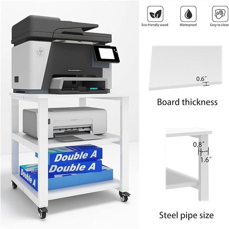 3-Tier Laser Printer Cart - 19.7 x 19.7 x 22.6
