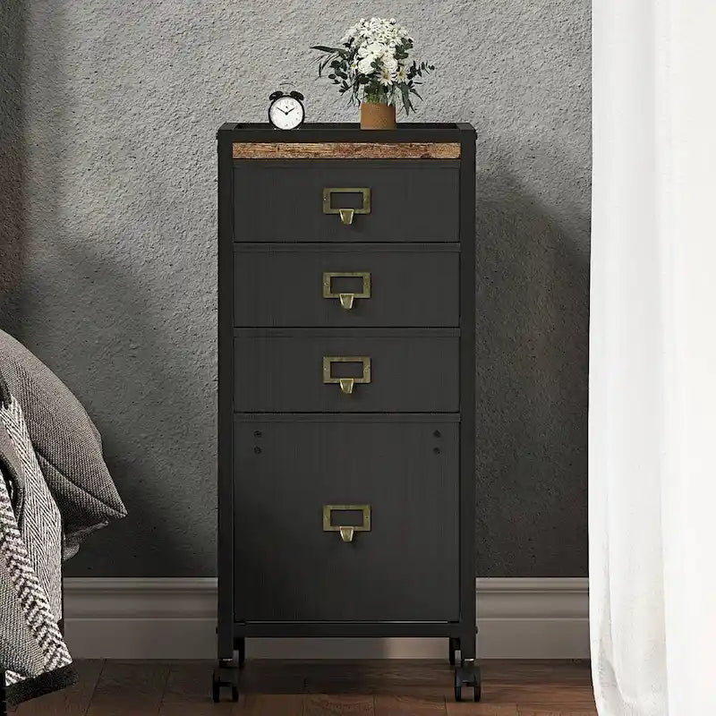 4 Drawer Under Desk Mobile File Cabinet with Wheels