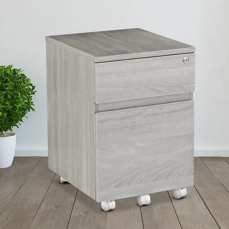 Kinnear Office Rolling Two Drawer Storage File Cabinet With Lock