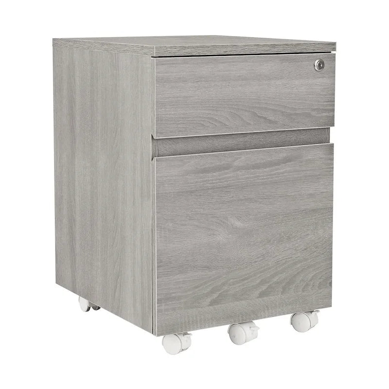 Kinnear Office Rolling Two Drawer Storage File Cabinet With Lock