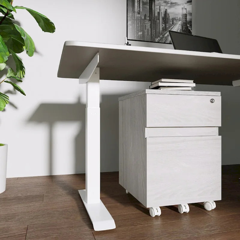Kinnear Office Rolling Two Drawer Storage File Cabinet With Lock