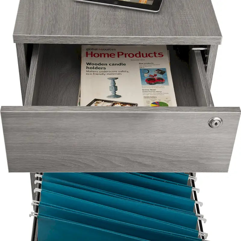 Kinnear Office Rolling Two Drawer Storage File Cabinet With Lock