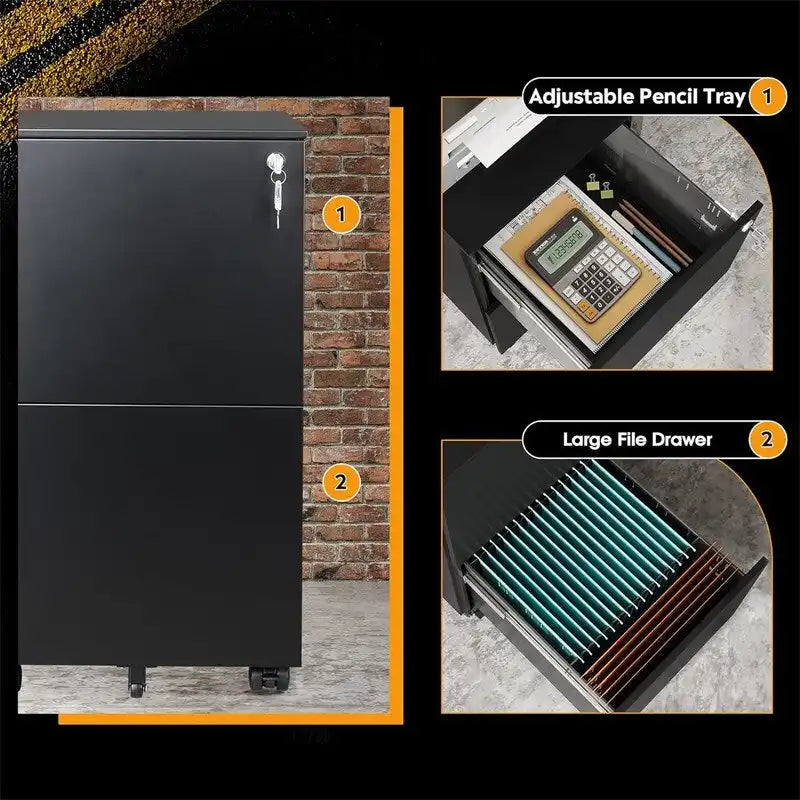 2-Drawer Mobile File Cabinet
