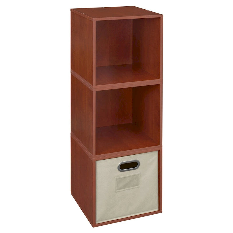 Noble Connect Storage Set - 3 Cubes and 1 Canvas Bin- Cherry/Natural