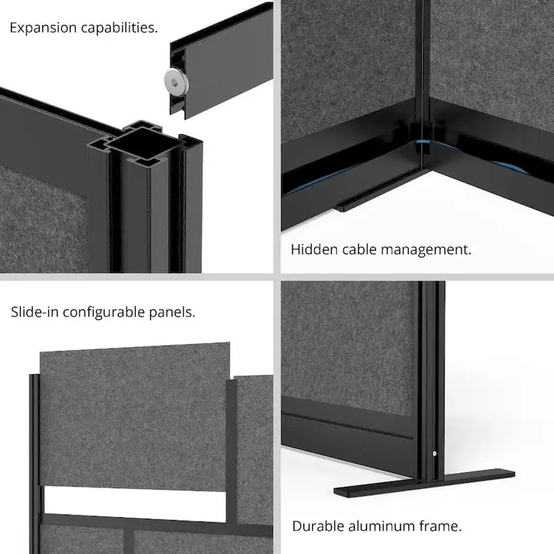 Modular Wall Room Divider System - Black Frame - 70 x 48 Starter Wall