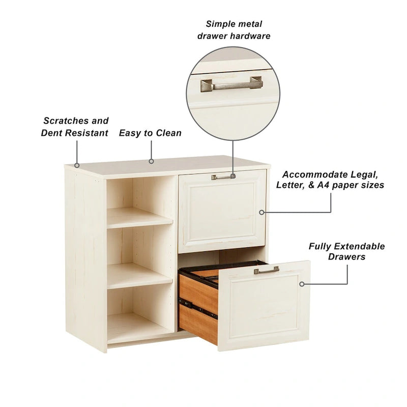 Saint Birch Salisbury Antique White 2-door File Cabinet