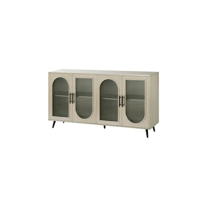 60 inches Wood TV Stand with Storage Cabinet and Glass Door