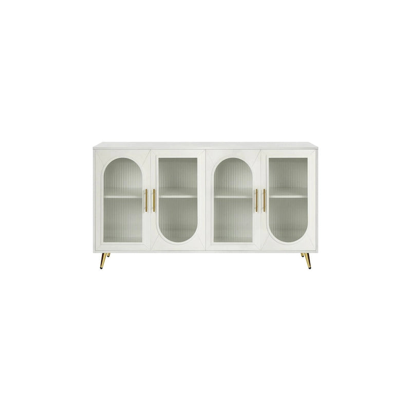 60 inches Wood TV Stand with Storage Cabinet and Glass Door