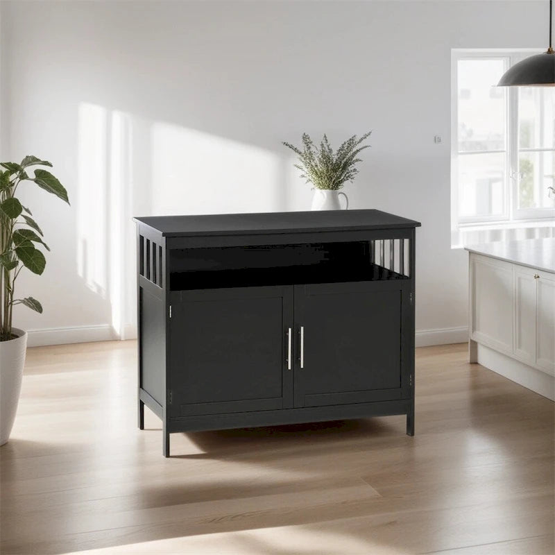 Wood Buffet Cabinet with Shelf and Magnet Door - N/A