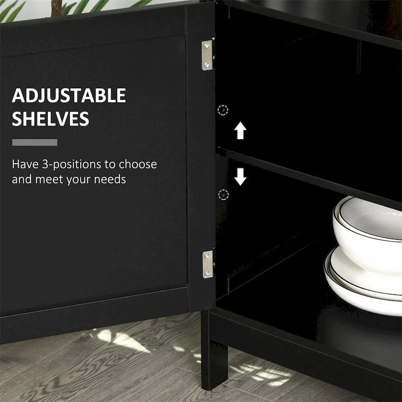 Wood Buffet Cabinet with Shelf and Magnet Door - N/A