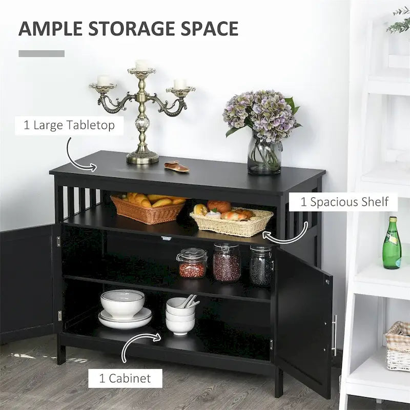 Wood Buffet Cabinet with Shelf and Magnet Door - N/A
