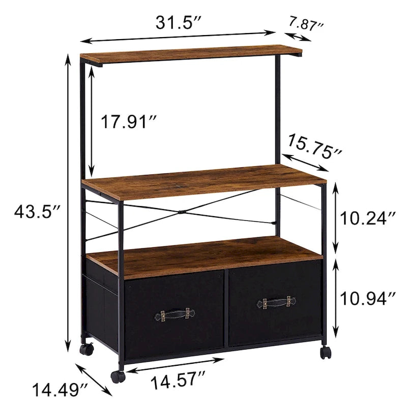Javlergo 2-Drawer Lateral File Cabinet, Mobile Printer Stand with Open Storage Shelf for Home Office