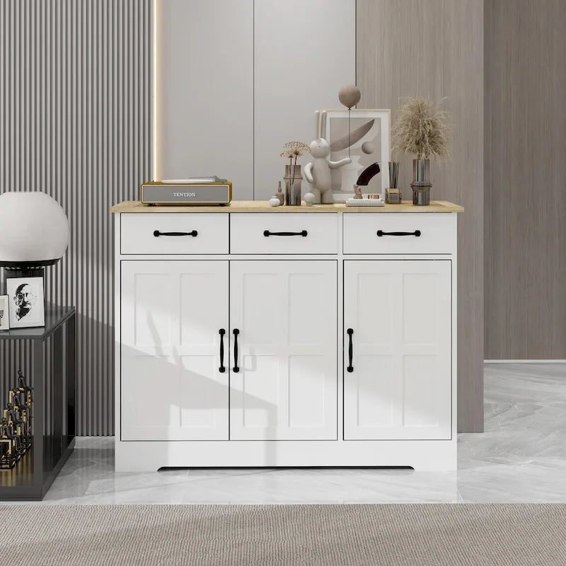 Farmhouse Buffet Cabinet Storage Sideboard with 3 Drawers and 3 Doors
