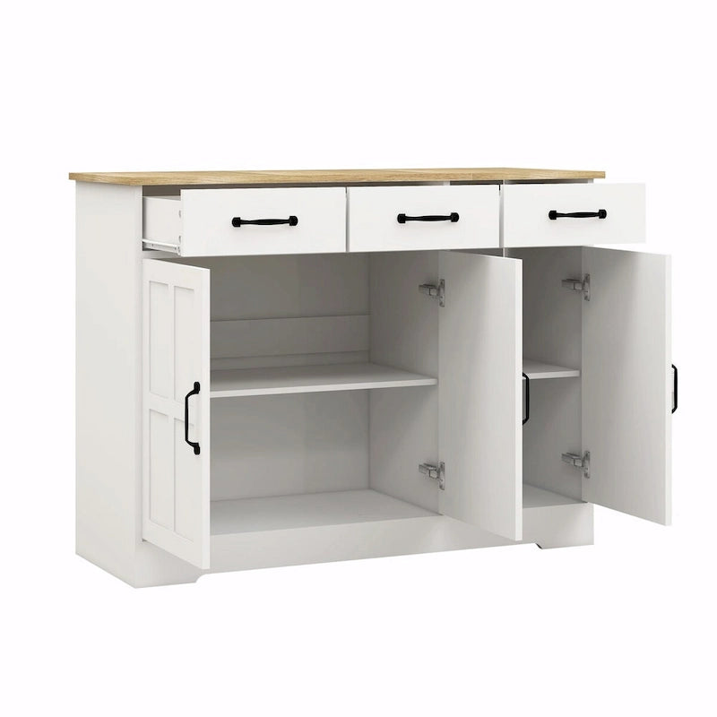 Farmhouse Buffet Cabinet Storage Sideboard with 3 Drawers and 3 Doors